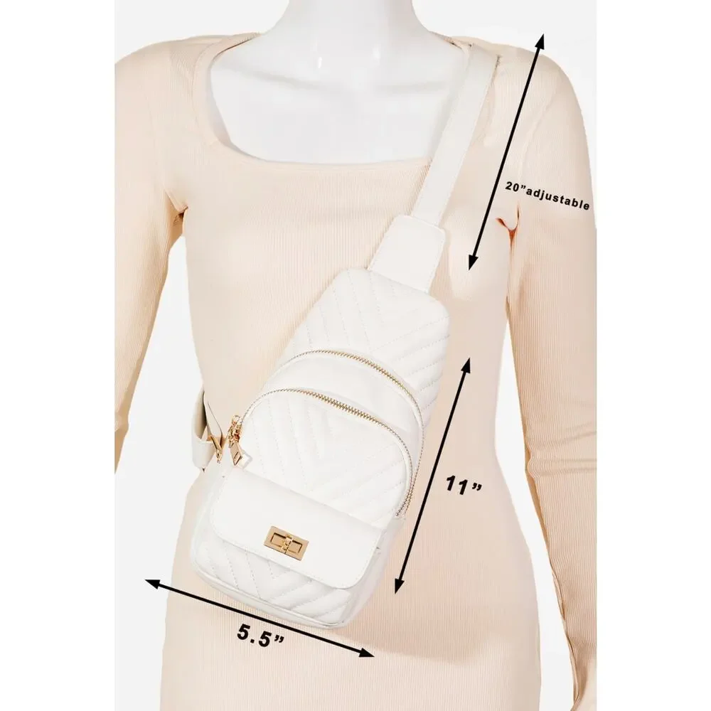 Faux Leather Sling Bag - Ivory - Picture 2 of 5